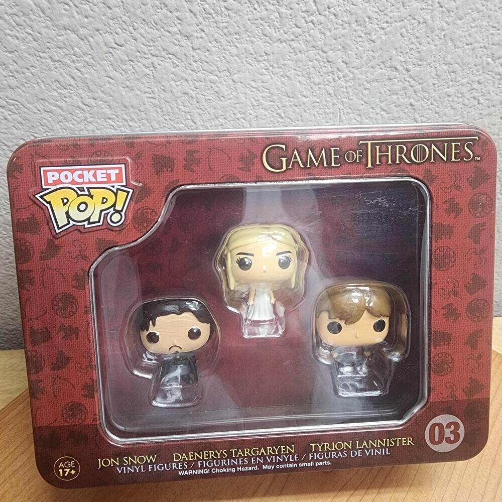 Funko Pocket Pop Game Of Thrones Jon Snow Daenerys Tyrion Mini Vinyl Tin Set Red